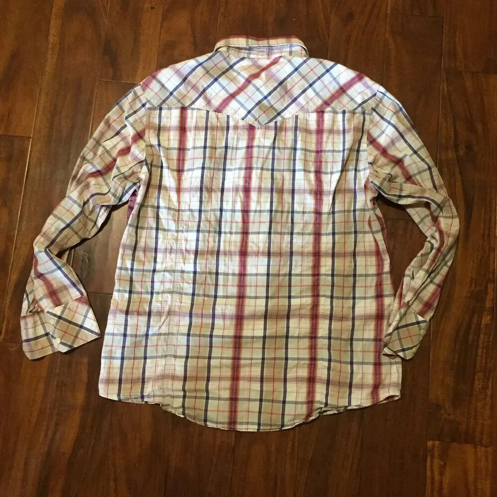 True Religion Shirt Mens XXLarge Plaid Multicolor Western Long Sleeve